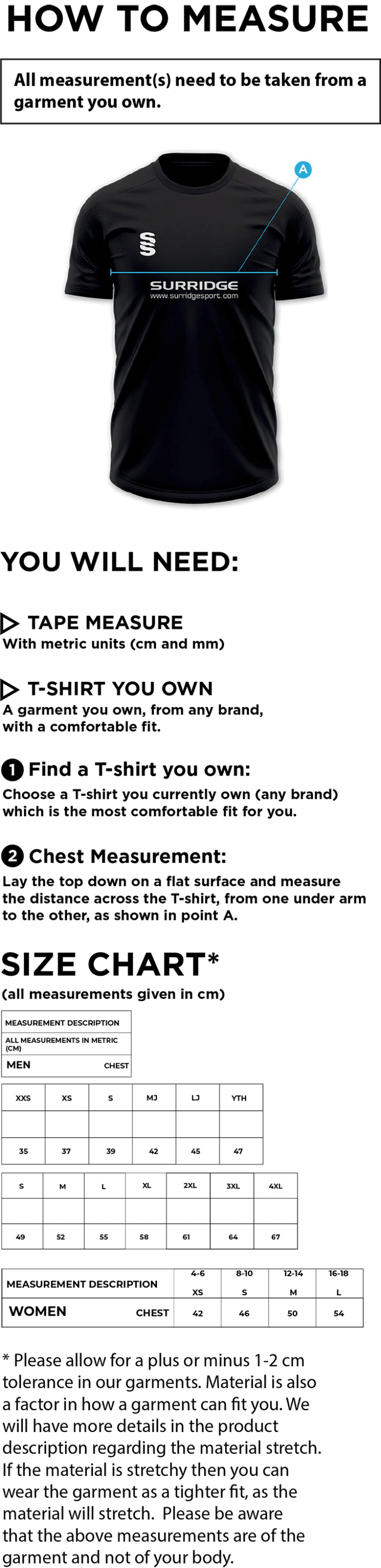 STONE HOCKEY CLUB DUAL SHIRT - Size Guide