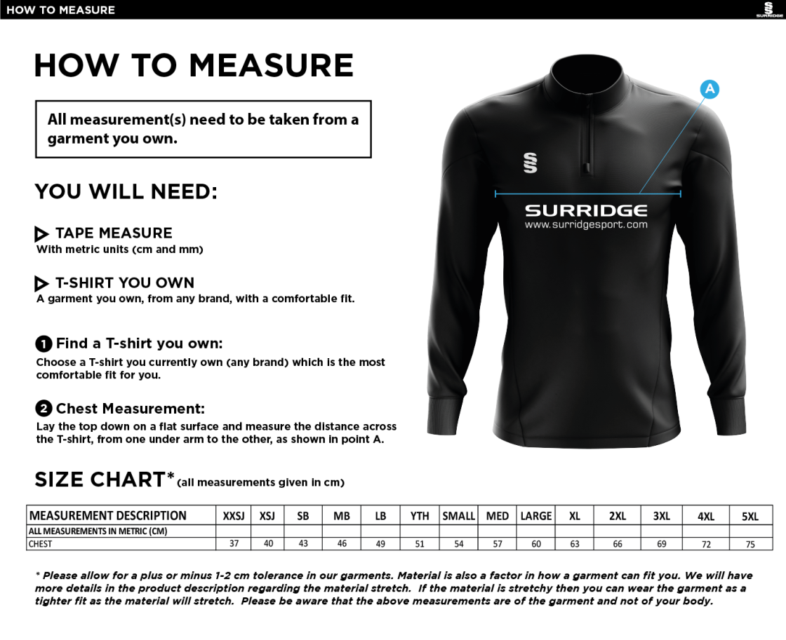 STONE HOCKEY CLUB DUAL MID-LAYER - Size Guide