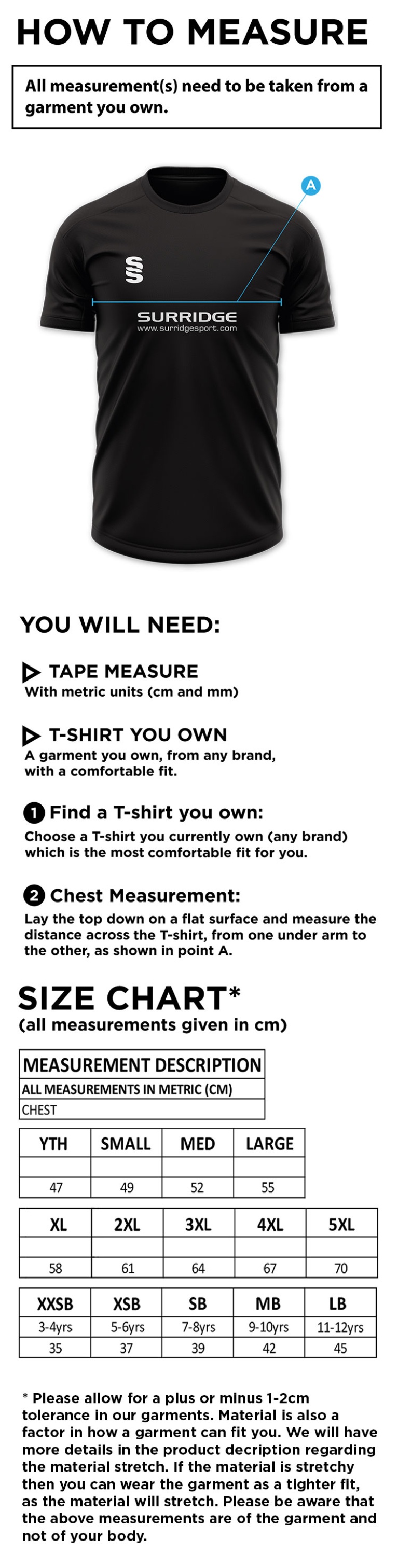 STONE HOCKEY CLUB DUAL SHIRT - Size Guide